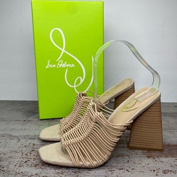 New Sam Edelman LAURETTE BLOCK HEEL MULE Shoes almond 7 - Picture 1 of 12